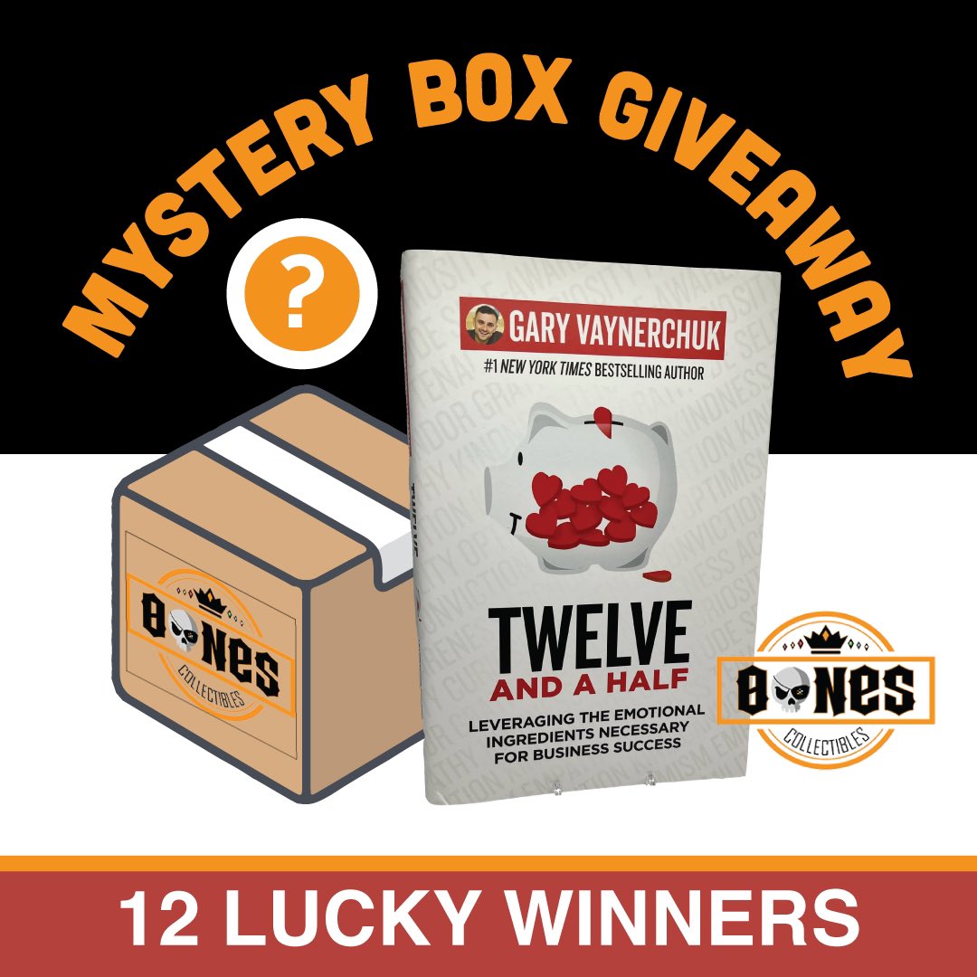 B__Collectibles's tweet photo. #GivingTuesday giveaway 

Each box will contain 1 copy of @garyvee new book “12 And a Half” and one bonus mystery collectible. 

1. Follow @B__Collectibles 
2. Like &amp; RT
3. Tag 3 friends &amp; comment your favorite sports/hobby collectible 

12 lucky winners will be chosen on 12/12 https://t.co/ssZvcF3wQn