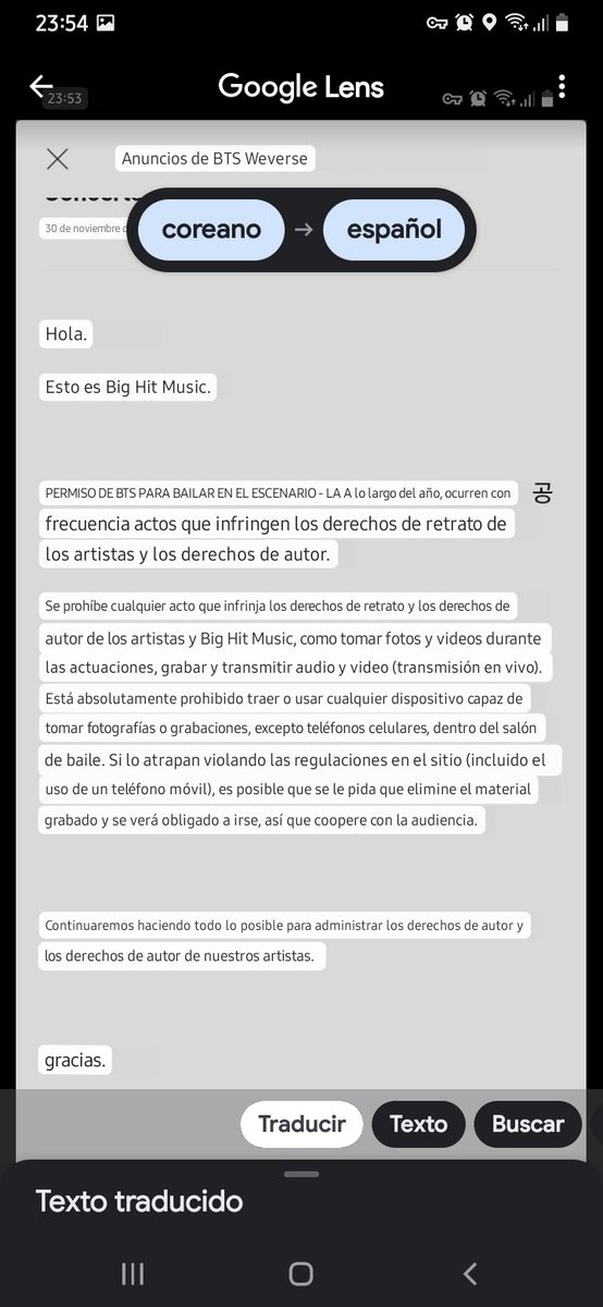 Danny64329787's tweet photo. @minisugacheonye Esta es la traducción de coreano a español que publicaron en weverse... En este documento dice excepto teléfono celulares... La traducción en inglés está mal redactada!!! https://t.co/8PyeDYUSC3