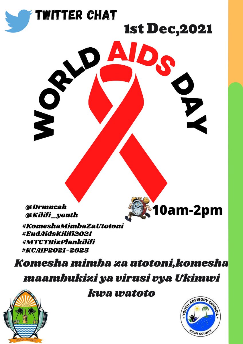 kilifi_youth's tweet photo. Good morning wadau
Join Kilifi County today at 10am - 2pm as we commemorate World Aids Day #EndAidsKilifi2021 and also launching 2 great documents #KCAIP202_2025  and #MTCTBizPlanKilifi to reduce HIV transmission and #KomeshaMimbaZaUtotoni
@DRmncah @NACC_Kenya @MaishaYouth https://t.co/RGWQYK8CsZ