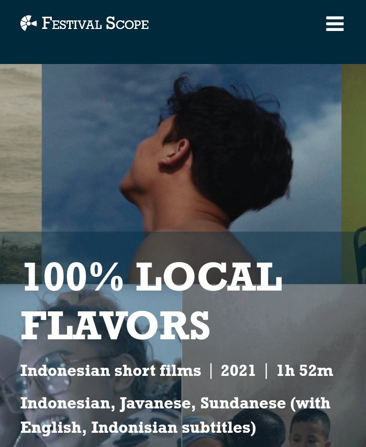 alisatriefendi's tweet photo. 100% LOCAL FLAVORS
#100PMFF2021
Menghadirkan 7 film pendek tentang kebutuhan dasar manusia: mencintai dan dicintai. Baik cinta pada kehidupan, pasangan, keluarga, agama, ritual, budaya, maupun diri sendiri. https://t.co/xFhnD4tv36