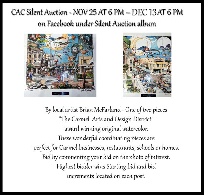 Silent Auction - Both items listed for bidding under the Silent Auction album on The Carmel Arts Council Facebook page. #carmelindiana #carmelartsanddesigndistrict #hamiltonindiana #Indianaart #Indiana