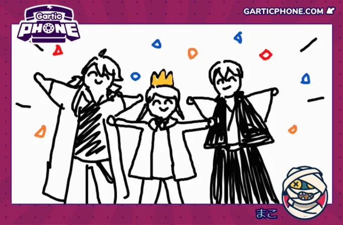 前にお絵かき伝言ゲームで優勝ポッセ描いてたの思い出したよ(1分絵) 