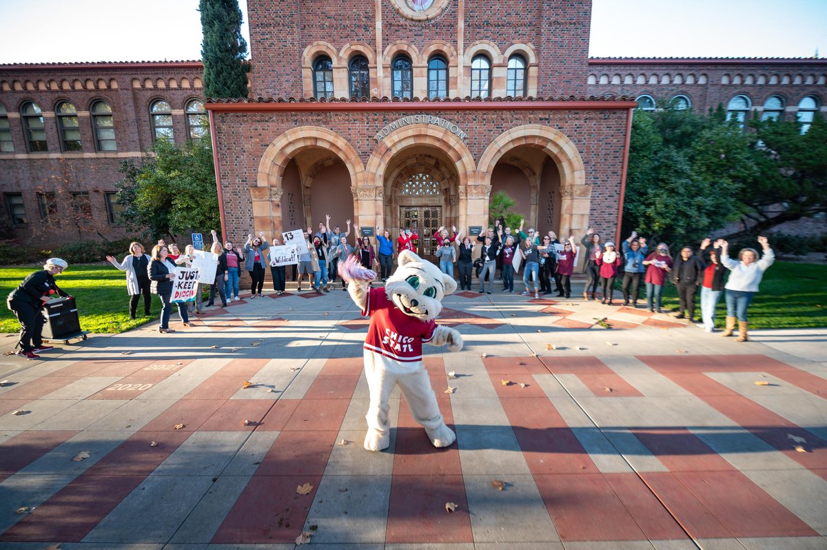 ChicoState's tweet image. About today📣. Chico State community members joined in a celebratory parade to pass out goodies to hardworking Wildcats and uplift end of the year encouragement!📖☕️#ThisIsChico 

📸: @JasonHalley_CSU