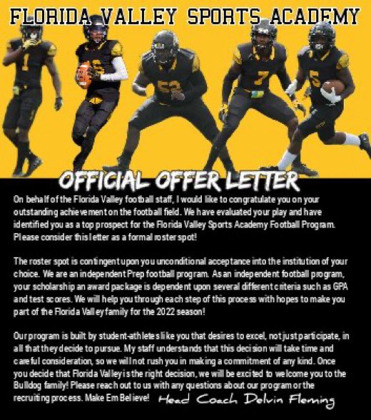 JordanWebster93's tweet photo. Blessed to say I received my first  ⭕️ffer from
Florida Valley Football Academy 
@hytfootball @Crawford46
@gregpatterson51 @FloridaValleyFB
@CoachTChandler @CoachZWilliams  @__CoachMaye @CoachL__ https://t.co/f2tZ8JNAAG
