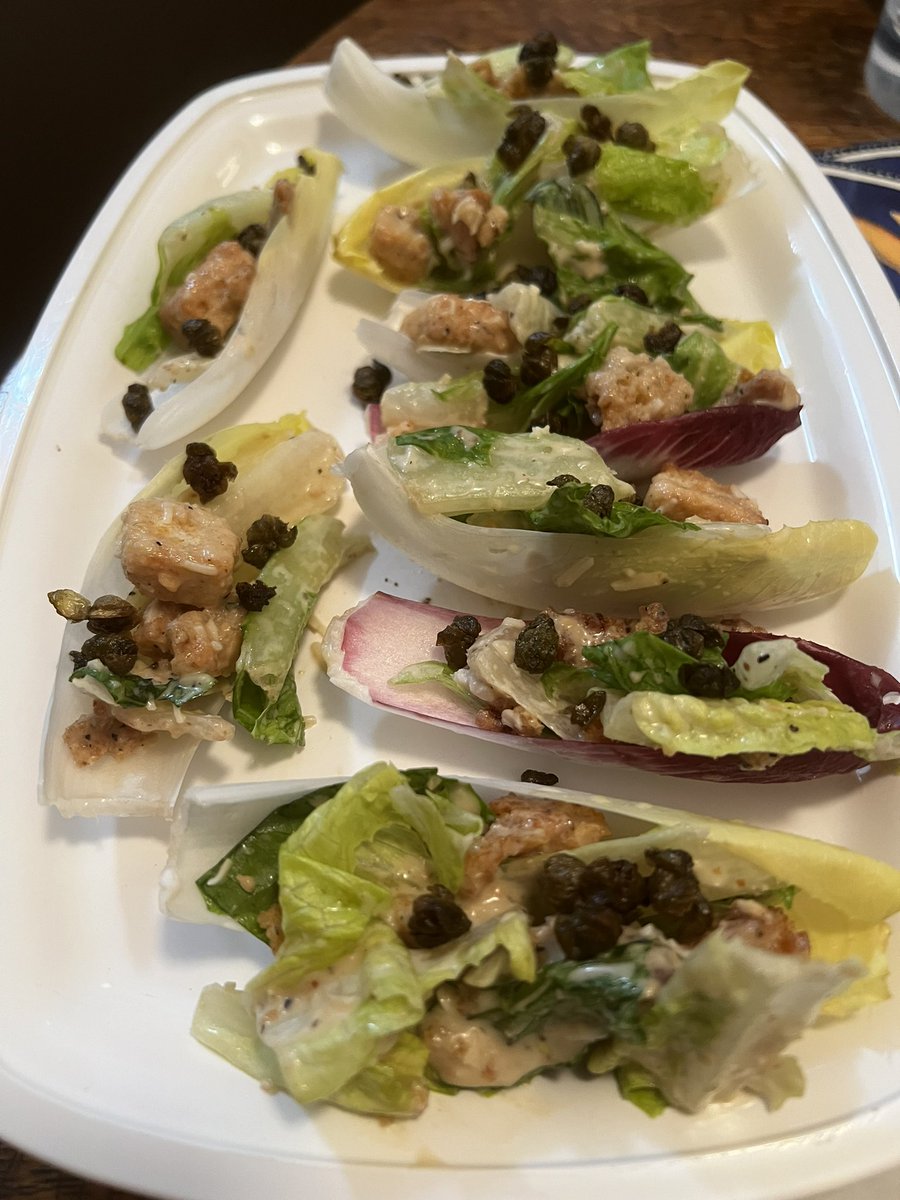 HaileyLennonBTC's tweet photo. Crispy caper Caesar salad endive cups https://t.co/qf8nRTwgQD