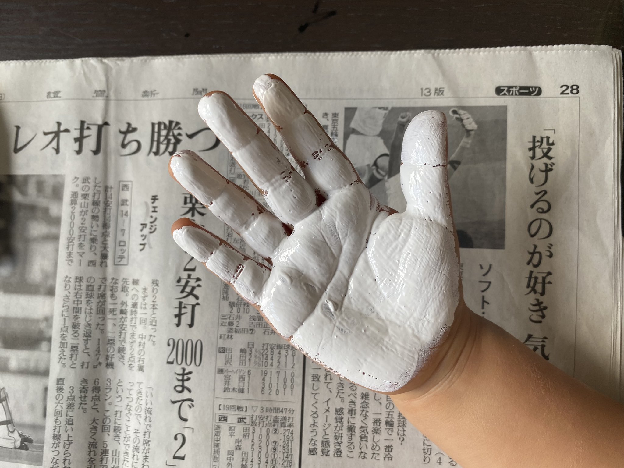 Andy Utsunomiya 今日の工作 手形で簡単 サンタさん 作り うすだいだい色の画用紙を用意します 顔の色になるのでお好みで 白の絵の具を手に塗り手形を付けます 手形を付けたらよく乾かしましょう T Co