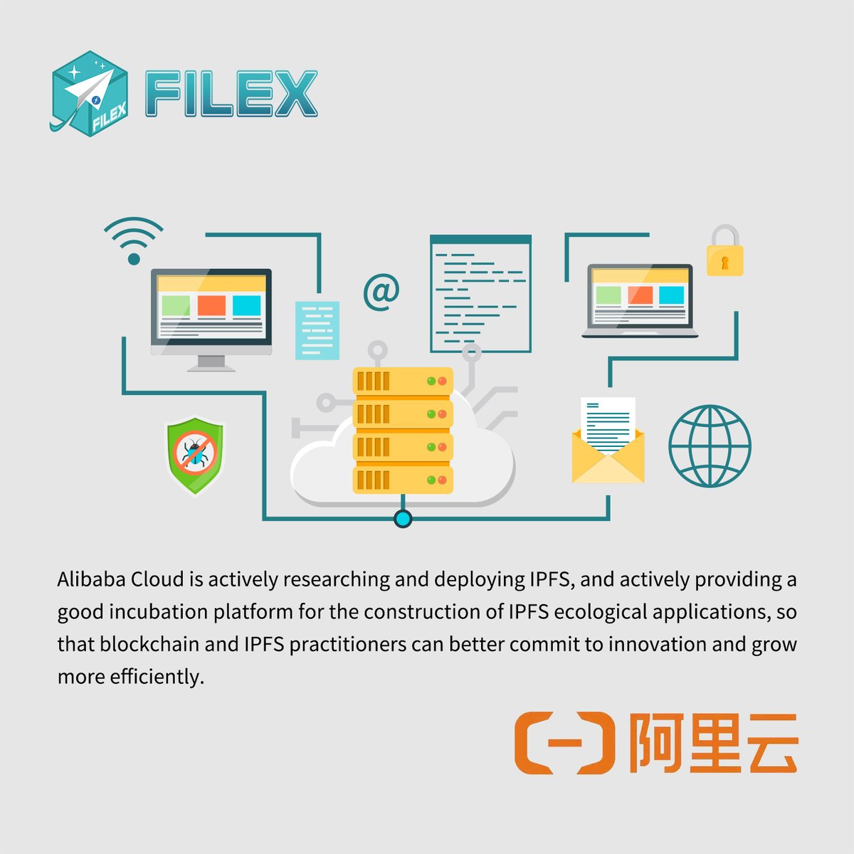 FILEX_01's tweet photo. Alibaba Cloud is actively researching and deploying IPFS, as well as providing a good incubation platform for the development of IPFS ecological applications, allowing blockchain and IPFS.
#filexcloud #crypto #ipfs #blockchain #filecoin https://t.co/azi0lwAH5g