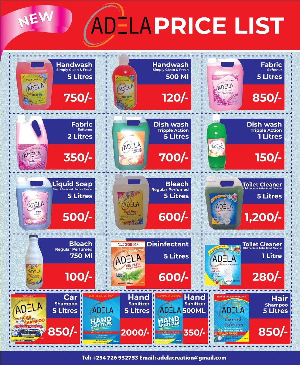 Happy New Month!!! Ooh yes we made it to the last month of the year. Great products aligned for you including sanitizers. As Adela we are the key to your clean because our reputation is spotless. Make an order today because one call cleans it all.
See our catalogue: