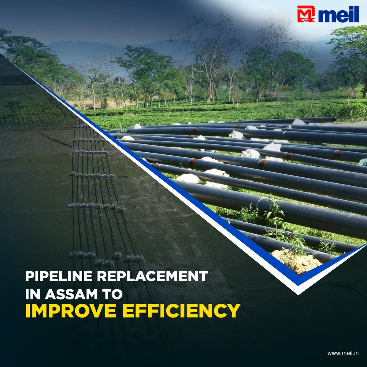 MEIL_Group's tweet image. Old pipelines are being replaced as part of the #PipelineNetwork Project in #Geleki, #Assam. The length of this pipeline will be about 425Km. This pipeline integrates 230 #Oil and #Gas wells. By replacing the pipelines, leakage and wastage of precious resources can be prevented.