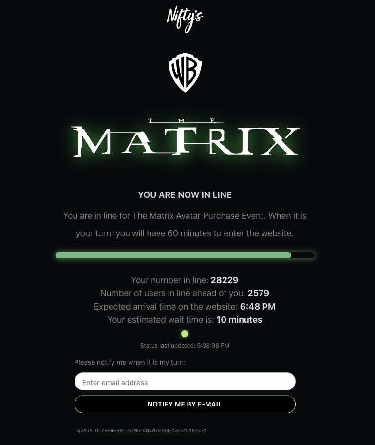 duosiwa's tweet image. 10 hours waiting... finally. @Niftys
#TheMatrixNFT