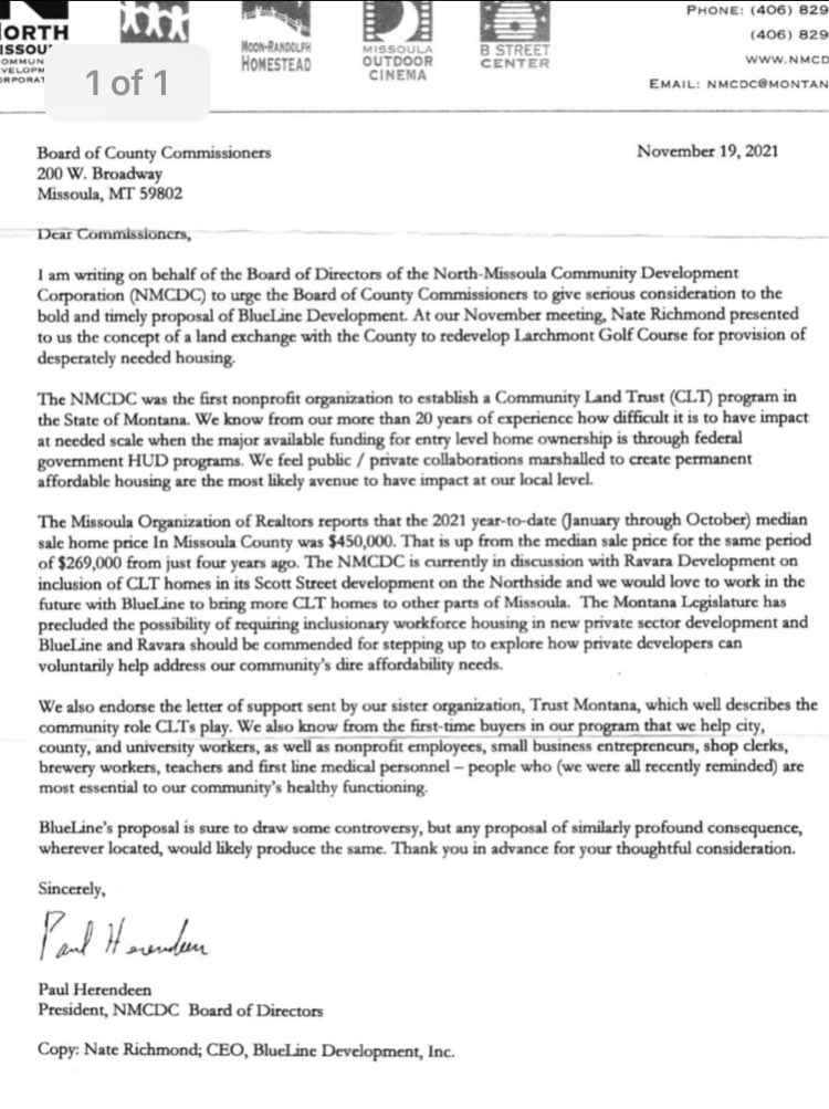 Great letter from the <a href="/NMCDC/">North Missoula CDC</a> board calling for serious consideration of the Larchmont affordable housing proposal