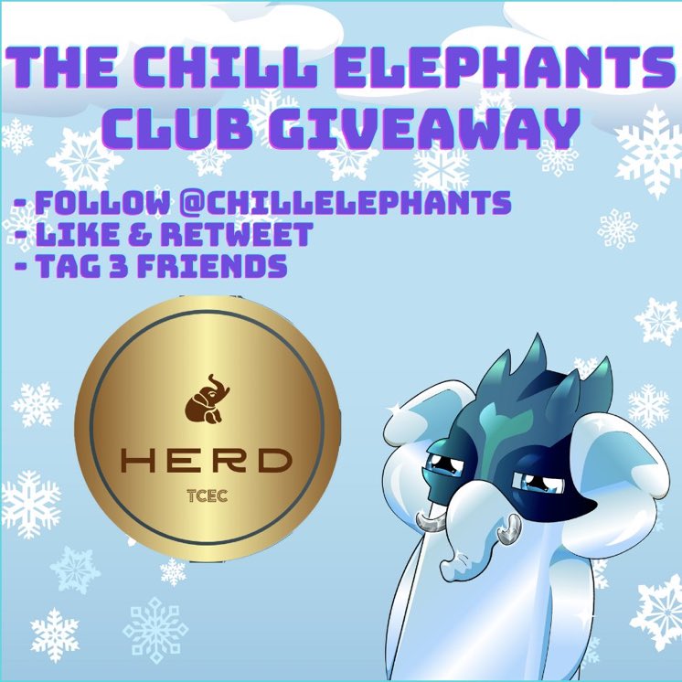 IcedKnife's tweet photo. 🚨 GIVEAWAY ALERT 🚨

@ChillElephants token ICO $HERD is tonight at 11PM EST 🔥

To celebrate, we’re giving away 1 elephant and $100 worth of $HERD

TO ENTER  👇
🐘FOLLOW @IcedKnife &amp; @ChillElephants 
🐘RT, LIKE, TAG 3 REAL FRIENDS

WINNER ANNOUNCED IN 72 HOURS 🤝

GOOD LUCK 🙏 https://t.co/XtWfoQNliU