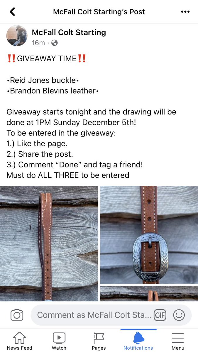 rowdy_mcfall's tweet photo. Head over to “McFall colt starting” on facebook for a chance to win a handmade Brandon Blevins bridle with a custom Reid Jones buckle! https://t.co/ZYBe3b6MJH