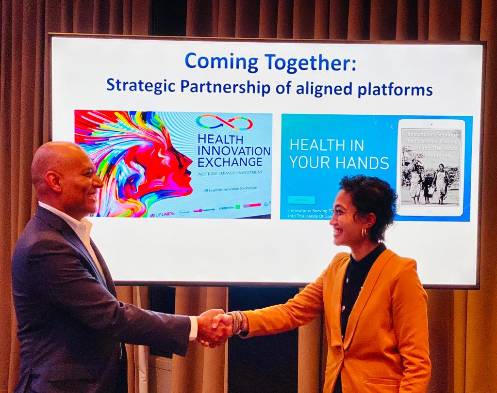 Done deal🤝 

We are super excited to announce a strategic partnership with @UNAIDSinno, that will bring together and amplify the impact of both platforms towards scaling #HealthInnovations that place health outcomes on those left furthest behind.

#SDG3 #HIExNewHorizons