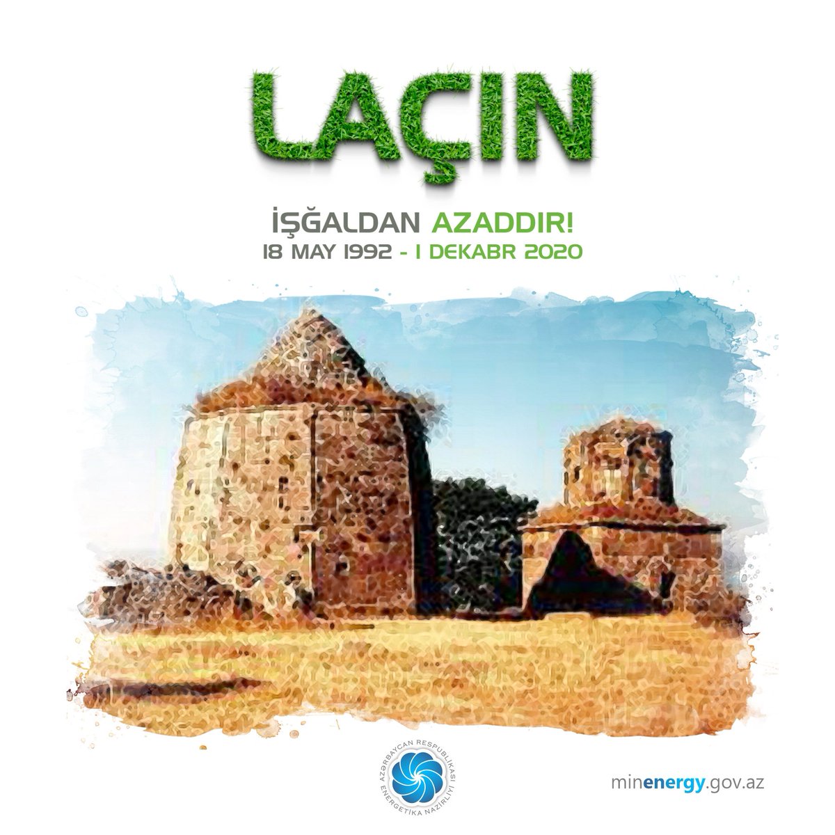 minenergyaze's tweet image. 44 günlük Vətən müharibəsində əldə etdiyimiz qələbə nəticəsində imzalanmış üçtərəfli bəyanata əsasən, 2020-ci ilin dekabrın 1-də Laçın rayonu heç bir hərbi əməliyyat aparılmadan Azərbaycana təhvil verildi.
Laçın bizimdir! Qarabağ Azərbaycandır!
#Laçın #Lachin
#Qarabağbizimdir!