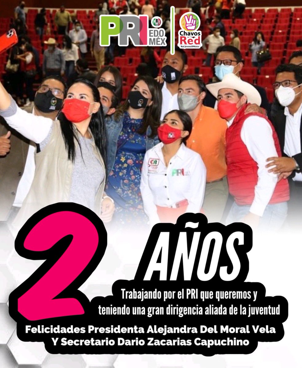 chavosrededomex's tweet photo. Muchas felicidades por estos dos años al frente del @priedomex, sin duda hoy más que nunca tenemos rumbo y futuro @alejandradmv @dariozacariasc #SomosChavosRed https://t.co/gcOp9W8y3z