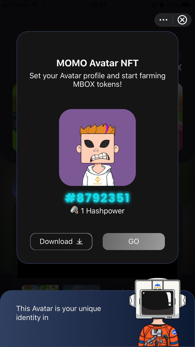 QunhNhu180221's tweet photo. BinanceNFT x Mobox Airdrop
Đăng nhập app Binanace
Từ trong app, các bạn vuốt từ trên xuống. từ trên đầu màn hình xuống.
Chọn ‘MOBOX GAMES’
Mở MYSTERY BOX
Tiếp tục chọn ‘Join Now’
Ấn ‘Tickets’
Nhận Avatar ID
Điền :  8792351 (nhận 1 Tickets ) https://t.co/JnFl4ps9bS