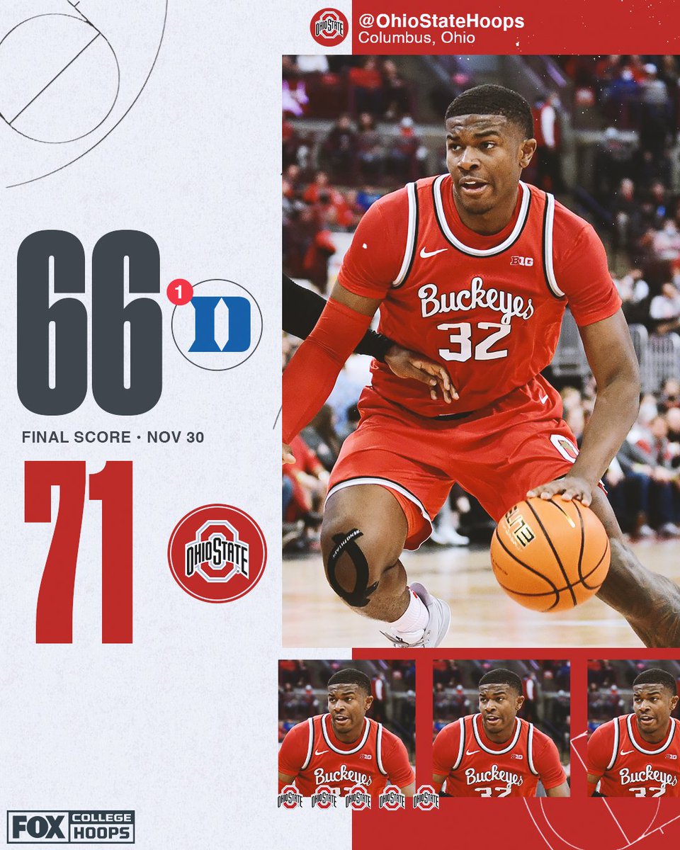 CBBonFOX's tweet photo. 🤯 @OhioStateHoops SHOCKS DUKE!

Down goes No. 1‼️ https://t.co/LITBWf6BoX