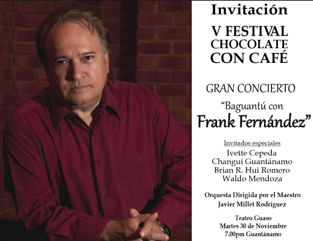 #Guantanamo feliz con su #ChocolateConCafé y la presencia de este gran hombre de #cuba, nuestro <a href="/FrankFernandez/">frankfernandez</a> . 
#CubaVive #CubaViveyRenace