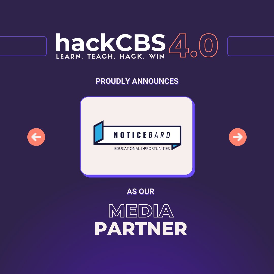hackCBS's tweet photo. We’re proud to announce all our Media Partners for this latest edition of hackCBS⭐.
Our media partners🔥 help us thoroughly along this journey and we whole heartedly thanks them for it!🙌
#hackcbs #virtualhackathon2021 #kronos #du #sscbs #MLH #code #HackerEarth #schwags https://t.co/yWlsraMXGo