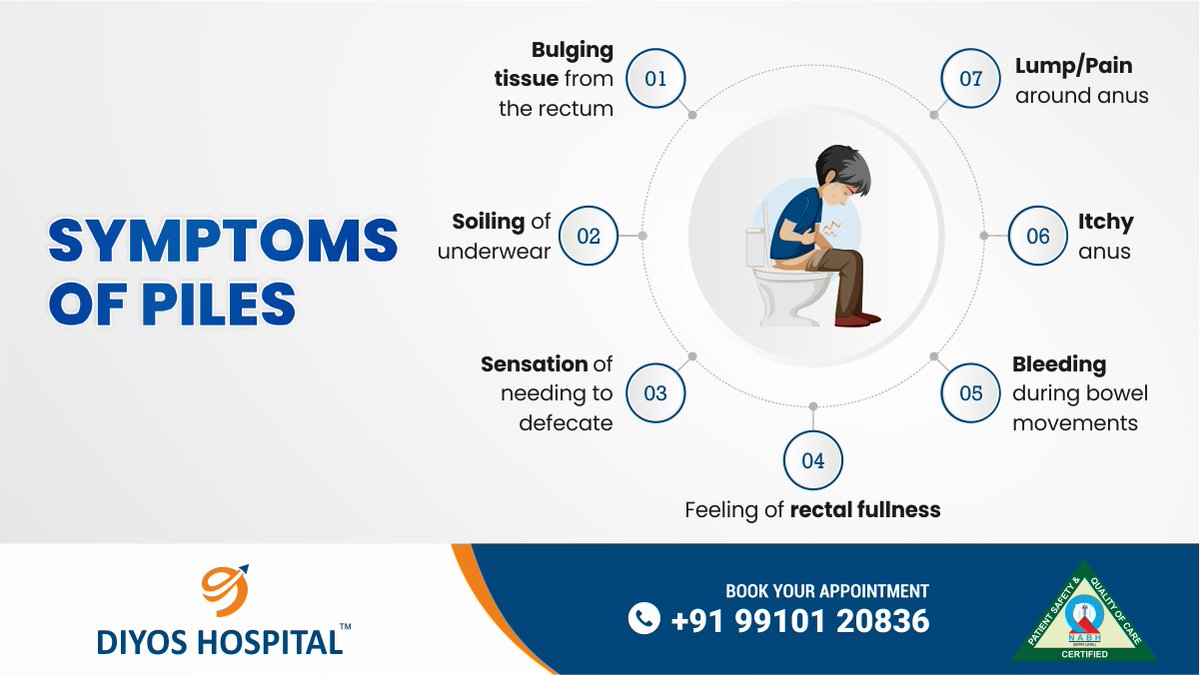 Have you been noticing these symptoms of Piles lately? Don't ignore them, We are here to help.
#PilesTreatment #FissureTreatment #Fistula #PainlessTreatment #Laparoscopysurgery
#HealthCare #Lifestyle #Medication #Treatment #HealthandWellness #Hospitality
#DiyosHospital #Hospital