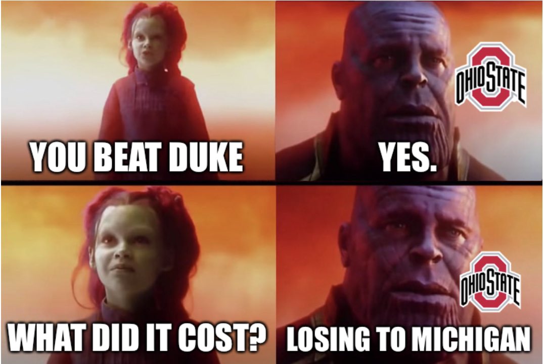 JakeBedellTV's tweet photo. Enjoy it Ohio State fans, but only temporarily 😉 #OSUvsDuke https://t.co/7HAJjNEufo