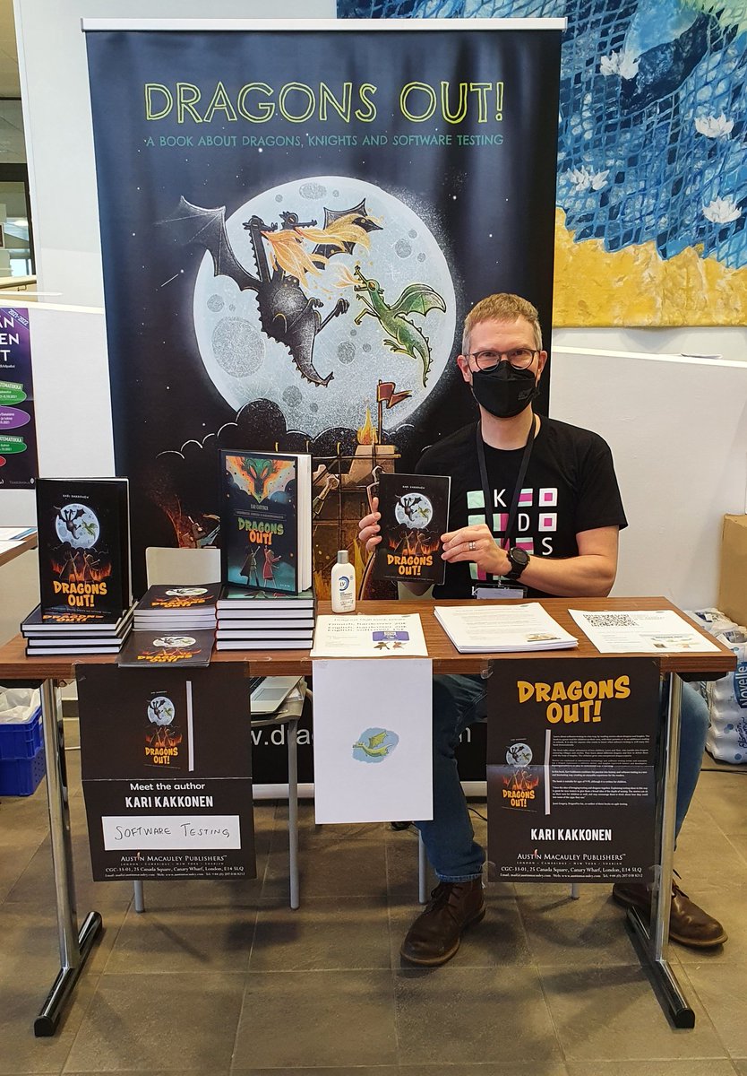 DragonsOutOy's tweet image. Signing Dragons Out books at teacher trade fair #ITK2021 looking forward to many teacher meetings to talk about software testing @AustinMacauley #Avain @DragonsOutOy #softwaretesting #k12education #books #teacher
