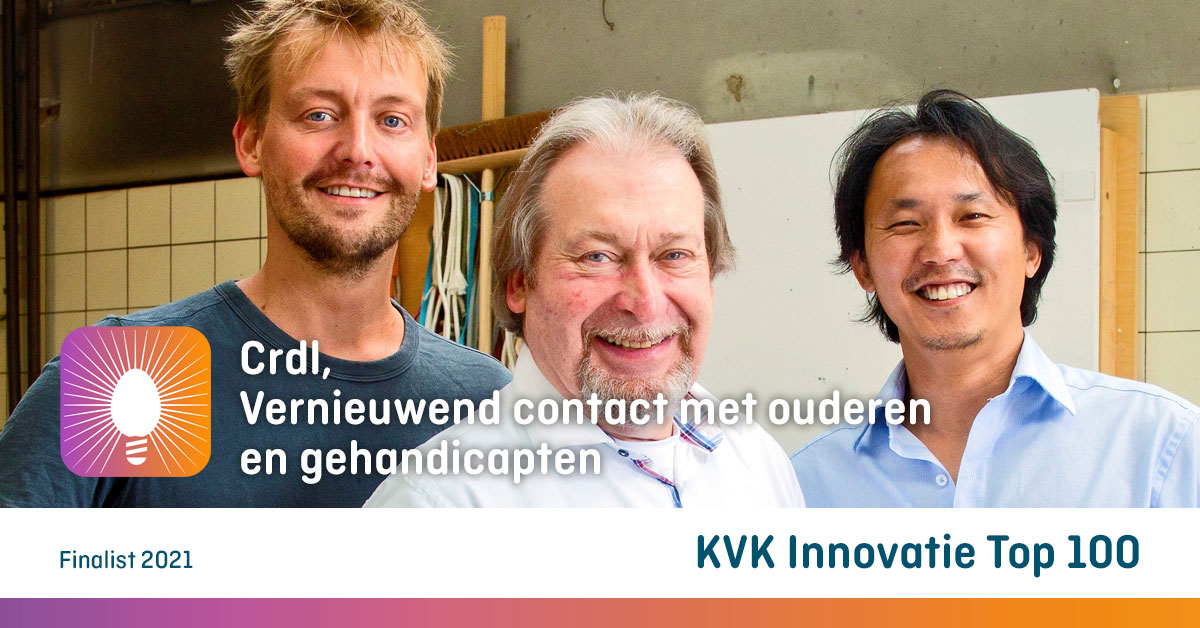 Zorginnovatie vertaalt aanrakingen in geluid. Crdl <a href="/InfoCRDLT/">Crdl</a> maakt een nieuwe vorm van contact mogelijk voor mensen die moeite hebben met verbale communicatie of sociale interactie. Finalist <a href="/InnovatieTop100/">Innovatie Top 100</a> ow.ly/t7UQ50GY7in