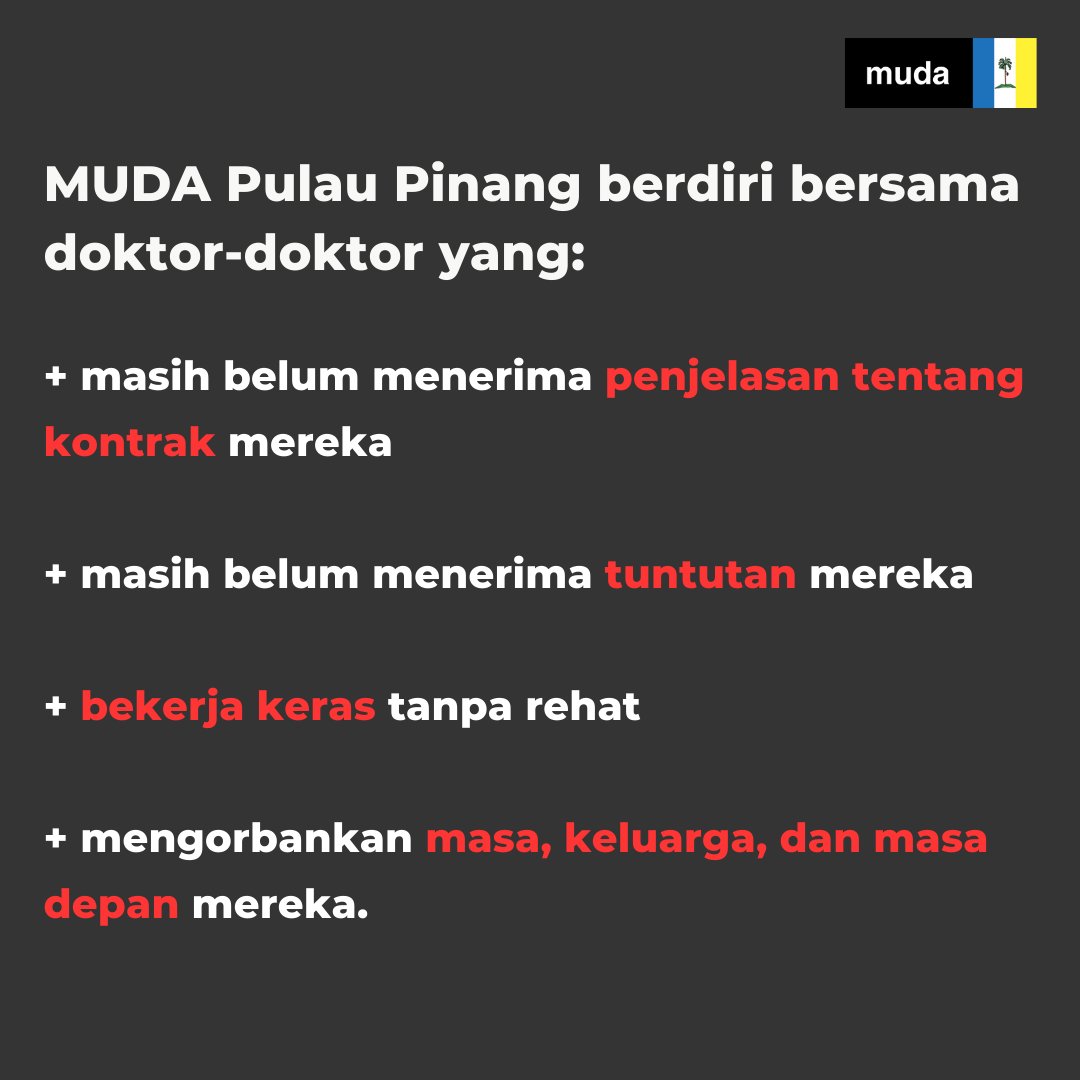 mudapulaupinang's tweet photo. ❓MENGAPAKAH doktor diabaikan?
❓BILAKAH perubahan akan berlaku?
❓APAKAH penyelesaian jangka masa panjang bagi masalah kontrak ini? 
❓BAGAIMANAKAH boleh kita merombak sistem kesihatan demi negara?

#HartalKontrakDoktor
#codeblackMY
#saveMYcontractdoctors https://t.co/Fq4IGT69Iv