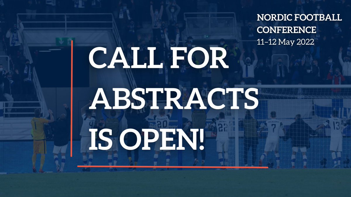NorFootballConf's tweet photo. We are very pleased to announce that the abstract submission for the Nordic Football Conference 2022 (May 11–12) is now open. Please visit our website -https://t.co/hUZfxlvK5v for more details. See you in Jyväskylä!

#nordicfootball2022 #JYUnique #footballresearch https://t.co/jWeHgU5Kar