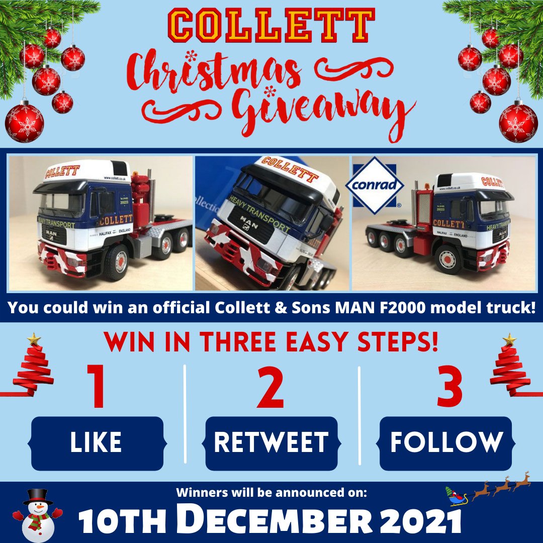 CHRISTMAS GIVEAWAY!

We're giving away an MAN F2000 Model Truck, to win follow the three steps below:

1)Like this post.
2)Retweet this post.
3)Follow this page.

Entries close on 09/12/21 &amp; the winner will be announced on the 10/12/21.

Good Luck!

#competition #giveaway