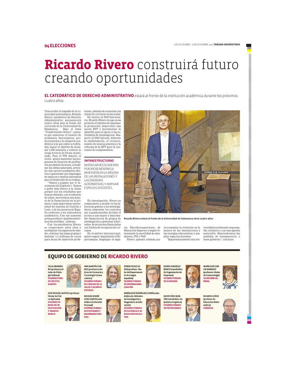 <a href="/RicardoR_Usal/">Ricardo Rivero Ortega</a>  seguirá al frente de la Universidad de Salamanca otros cuatro años.

Nuevo número en tu facultad con toda la información sobre los resultados de las #EleccionesrectorUSAL