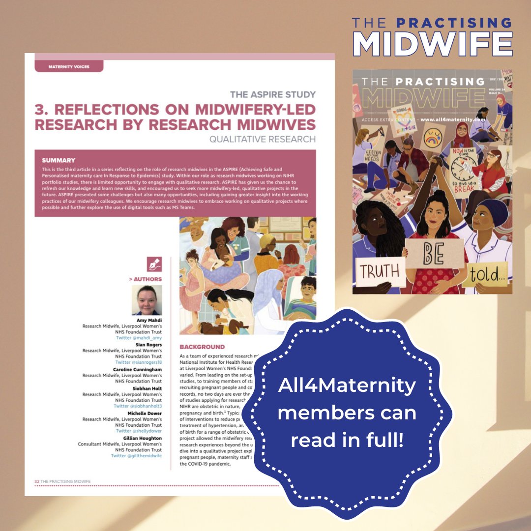 TPM_Journal's tweet photo. @mahdi_amy &amp; colleagues reflect on the role of research midwives in the ASPIRE (Achieving Safe and Personalised maternity care In Response to Epidemics) study, focusing here on qualitative research. /6

👉 https://t.co/ln9KG4LR35 https://t.co/Djm520qZ1K
