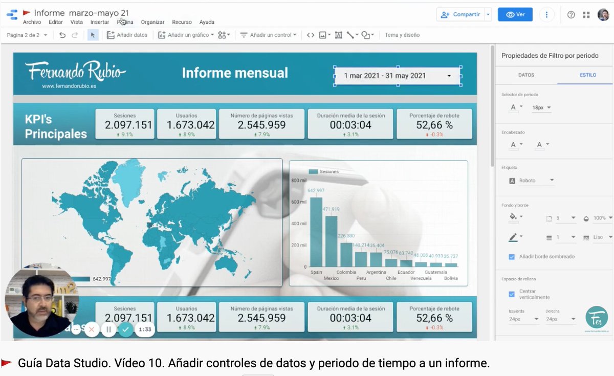 FerRubioA's tweet photo. 🚩 Guía Data Studio:

📹 Videotutorial cómo añadir controles de datos y periodo de tiempo en informes y gráficos.

https://t.co/cigVojyQve 

A través de @FerRubioA 

#DataStudio
#GogleDataStudio
#LibroDataStudio https://t.co/2c43eVr8t9
