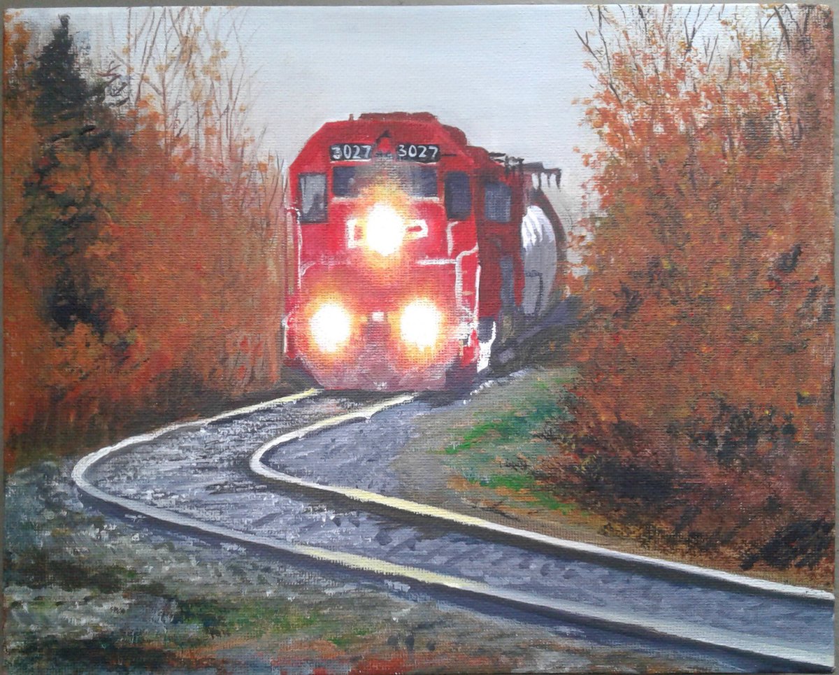 WAVE Artists #Pottery by Suzanne Barrow, #watercolour Northern Lights by Lorraine Bohn, #Acrylic, Riding the Rails by Ainslie Davis #interlakeartists Check out the Holiday Gift Guide on the WAVE Website for contact information.