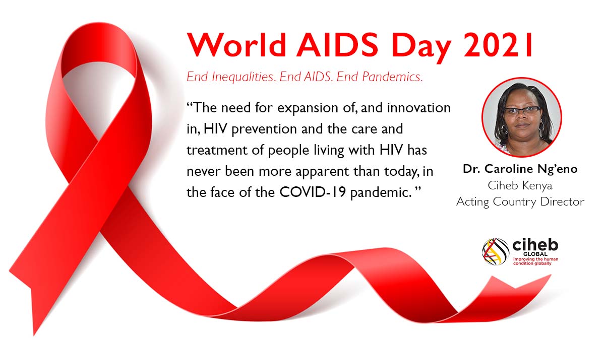 Ciheb_Kenya's tweet photo. "We celebrate the progress made in Kenya, Africa, and globally in the fight against #HIV. This December 1st, we also look to a future where #HIV epidemic control is a reality and no one is left behind." -  @manerech, Ag. Kenya Country Director #WorldAIDSDay2021 https://t.co/Lk8QfcR9QV