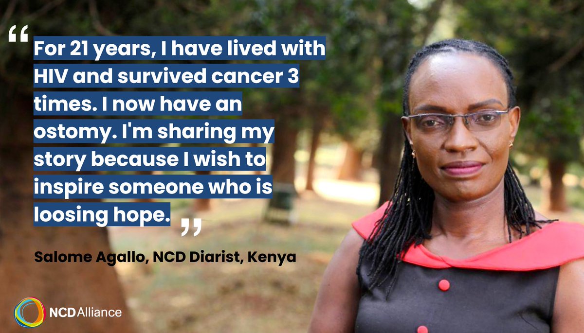ncdalliance's tweet photo. "For 21 years I have lived with #HIV and survived #cancer three times. I now have an ostomy. I'm sharing my story to inspire someone who is losing hope." Discover Sally's story this #WorldAIDSDay 👉  https://t.co/vVSxmnh5am https://t.co/gLZOEDC0fG