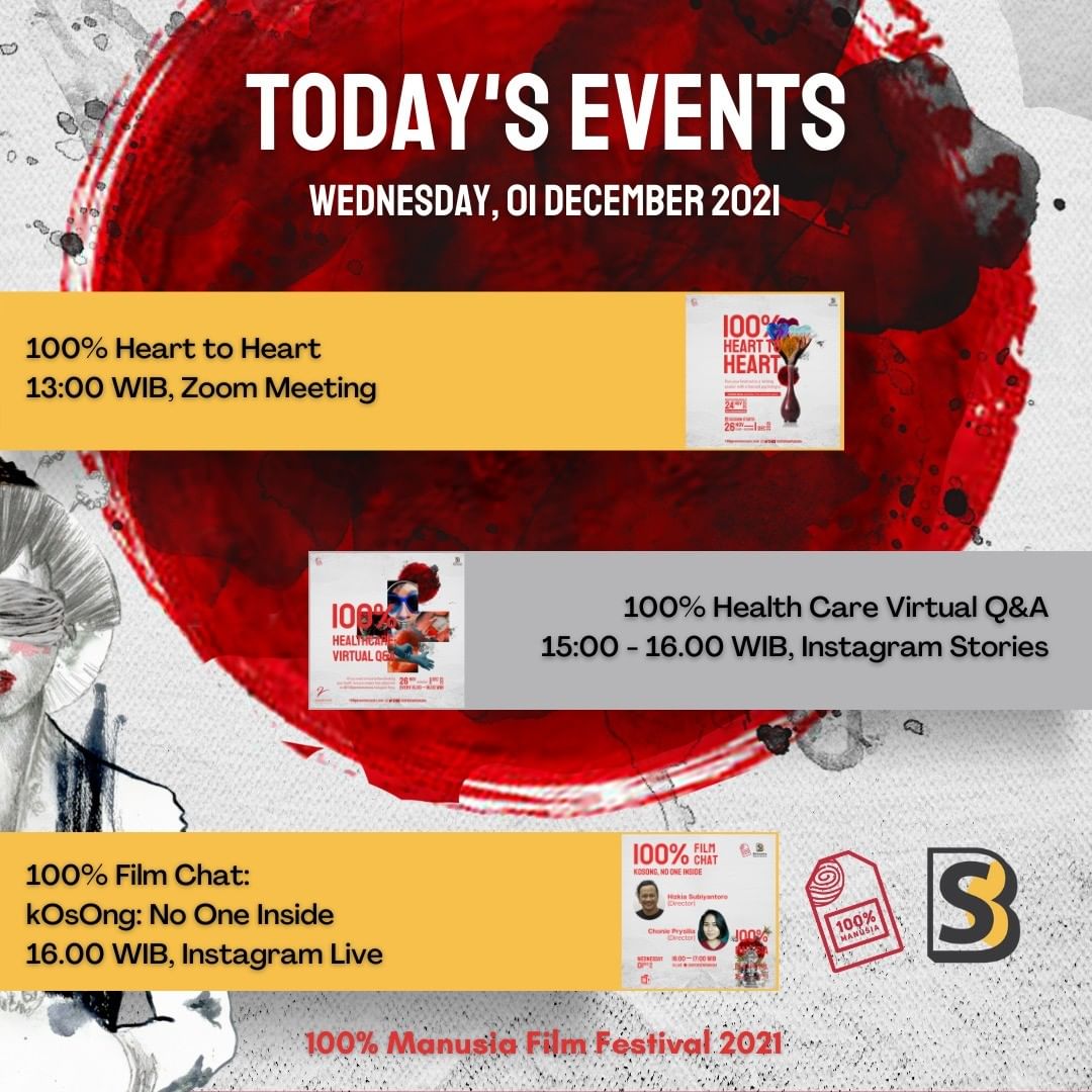 100prsenmanusia's tweet photo. #100PMFF2021 Today's events (Wednesday, 1 December 2021) !
Jangan sampai terlewat ya!
#100PersenManusia #FilmFestival #FilmScreening #Journey #HumanRights #InfoEvent #EventJakarta https://t.co/wQUVuiZZr2