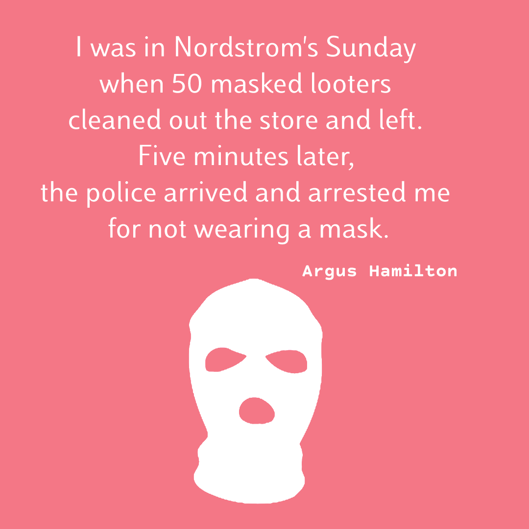 ArgusHamilton's tweet photo. Mask joke #politicaljoke #argushamilton #lootersjoke #comedystoretonight @StoreTonight https://t.co/WeQqp8VhbO