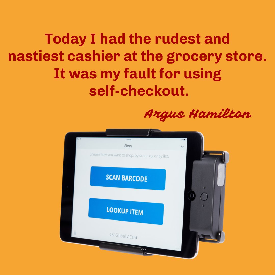 ArgusHamilton's tweet photo. Self-Checkout joke
#topicaljoke #argushamilton #comedystoretonight @StoreTonight https://t.co/wn5E46Z7ZC