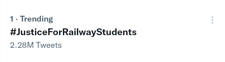 SandeepChau452's tweet photo. We are Trending at #1 now. We have done our job and now it is up to the government to either take notice or ignore us. But I will tell this to the government "Ignore us at your own peril". 
#JusticeForRailwayStudents https://t.co/ZMJENWScit