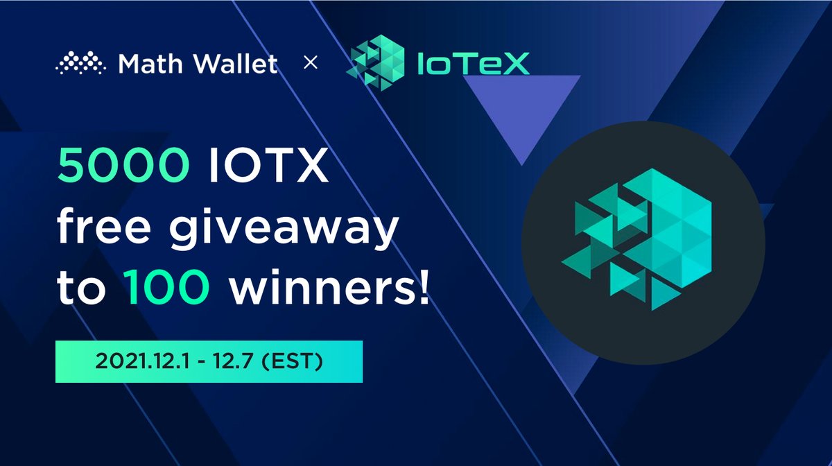 🎉5000 $IOTX Free Giveaway to 100 lucky winners!

Create your Math IoTeX wallet to get the #Airdrop .

❤️Follow <a href="/MathWallet/">MathWallet</a> &amp; <a href="/iotex_io/">IoTeX</a> 
🔁RT &amp; @ 3 Friends
✏️Fill the form: forms.gle/cr26Wzgg17taP5…

#mathwallet  #IoTeX #Giveaway
