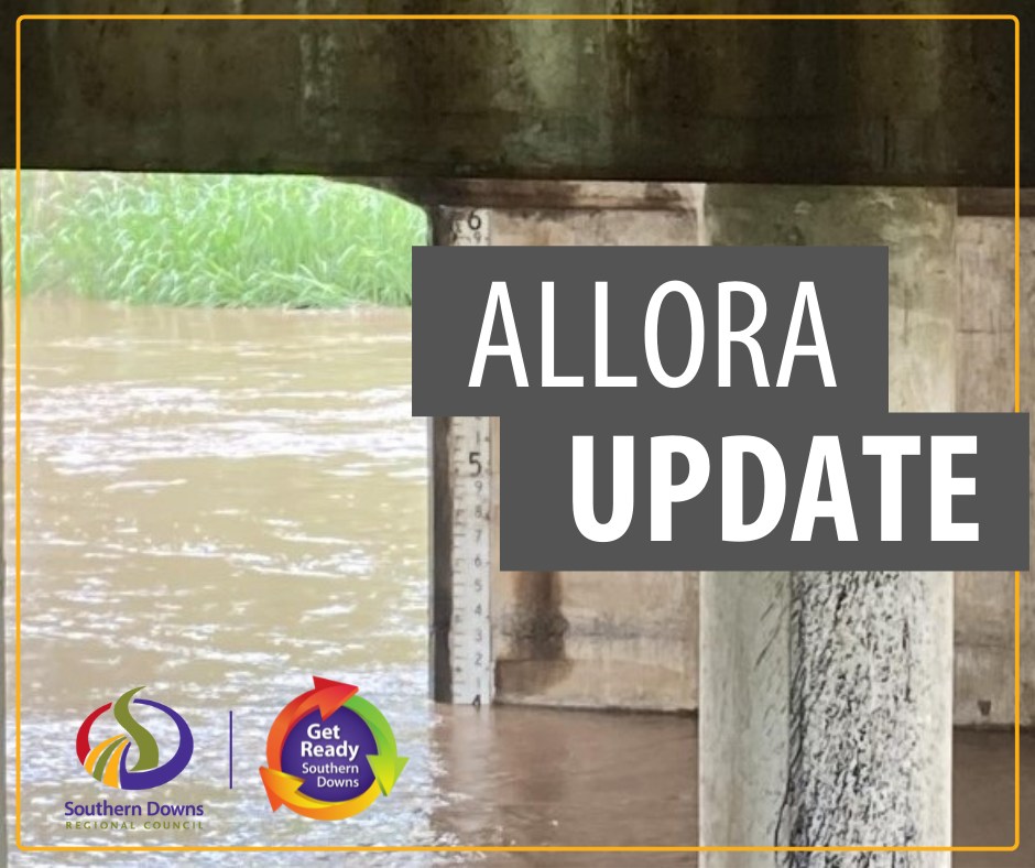 ALLORA UPDATE AS AT 3:30PM: The SES has advised that the river level is holding steady at 4m, which indicates that no homes in the local area are expected to be affected by flood waters at this time. Please visit the Disaster Dashboard for updates: disasterdashboard.sdrc.qld.gov.au