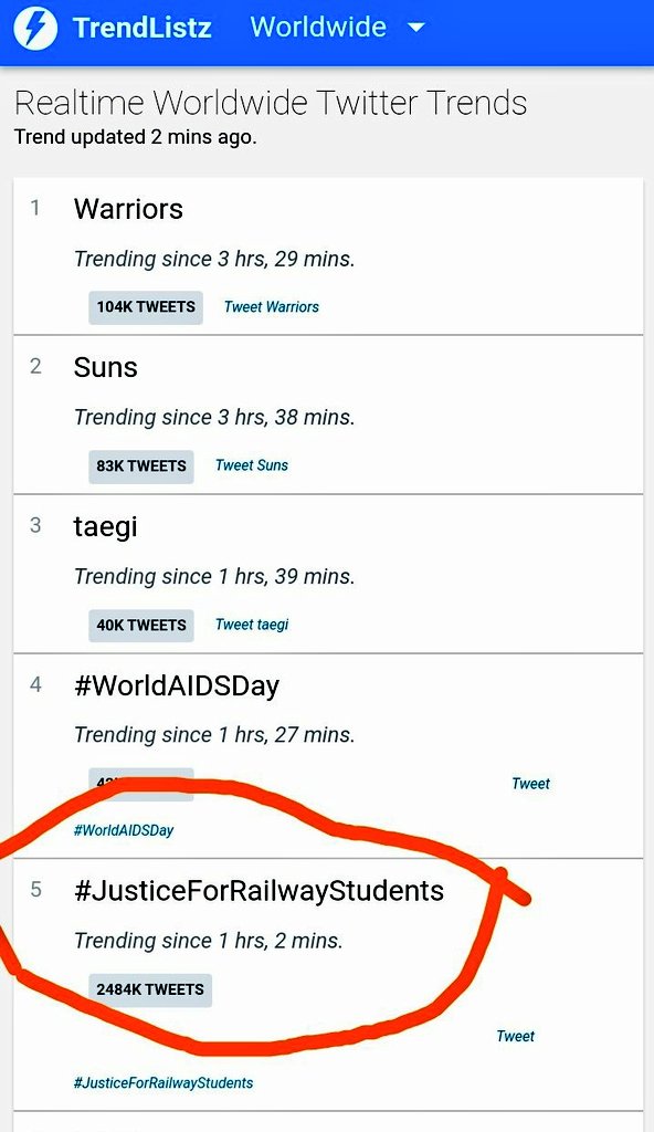whokumargaurav's tweet photo. #5
Worldwide
#JusticeForRailwayStudents https://t.co/oSv588GnqE