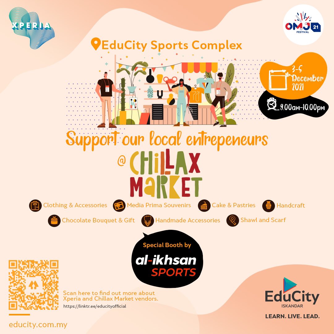 educityofficial's tweet photo. Running out of a place to visit this weekend? 
Move your way to EduCity Sports Complex as EduCity Xperia 2021 will bring various local products ranging from handicrafts, accessories, cake and pastries, clothing and many more.
See you there!
#xperia2021
#omjfest21 #riseupOMJ https://t.co/WLoGMI8RXi