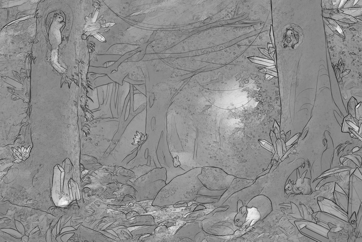 Sotaka8's tweet image. Hello, would you like to join me for coloring time? We are currently coloring in a sketch artpiece by Diletta De Santis aka Artsantis. If you do participate, when you finish could you post it on twitter under #wood4sotaka or place it in Quartz Forest discord under #TreeGallery?