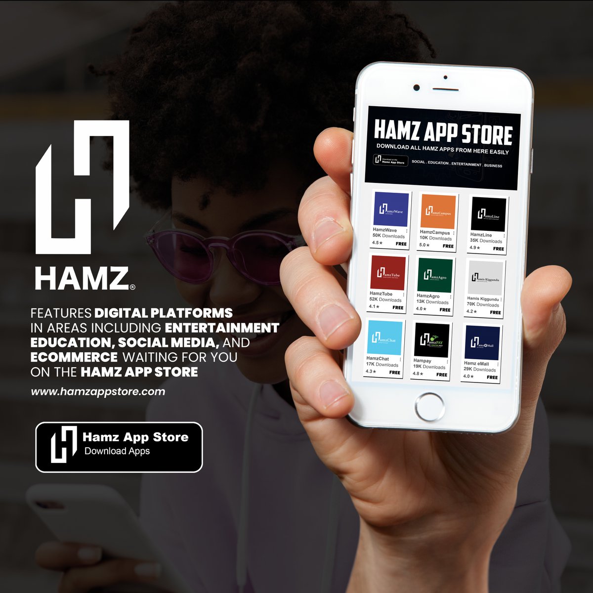 Hamzonline's tweet photo. Hamz features digital platforms in areas including Education, Entertainment, Social Media and E-commerce waiting for you on the Hamz App Store! 

https://t.co/Q9UUFjVjg0 https://t.co/Jl6jdHnnWi