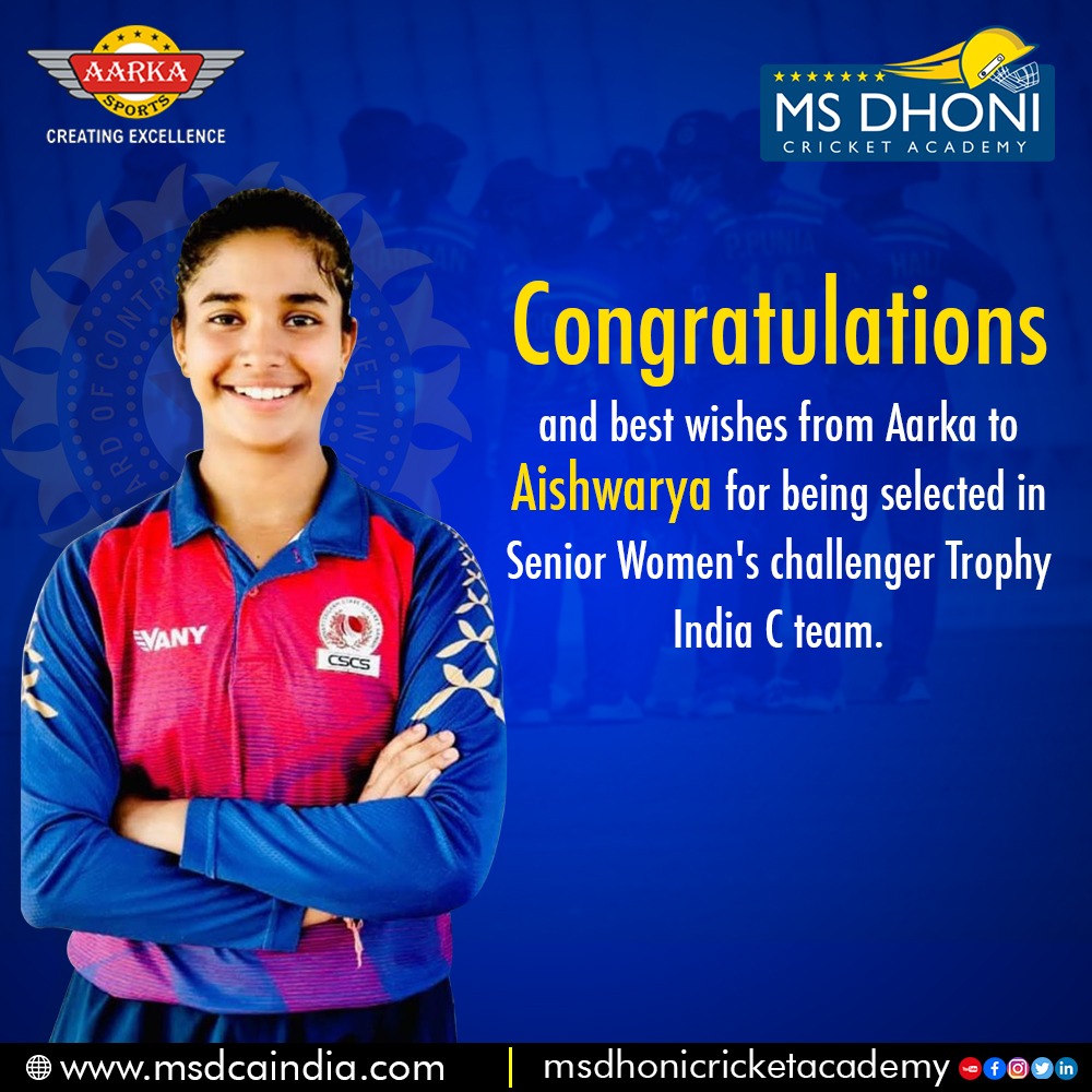 Letzplay_News's tweet photo. Congratulations
and best wishes from Aarka to Aishwarya for being selected in Senior Women's challenger trophy India C team.

#Congratulations #champion #TrophyChallenge https://t.co/vRxWgL2JDY