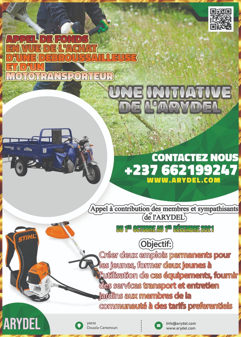 ngangue_robert's tweet image. L'ARYDEL lance un appel à contribution à l'attention de ses membres, amis et sympathisants en vue de la création de deux emplois communautaires permanents pour les jeunes. Rejoignez-nous !!!