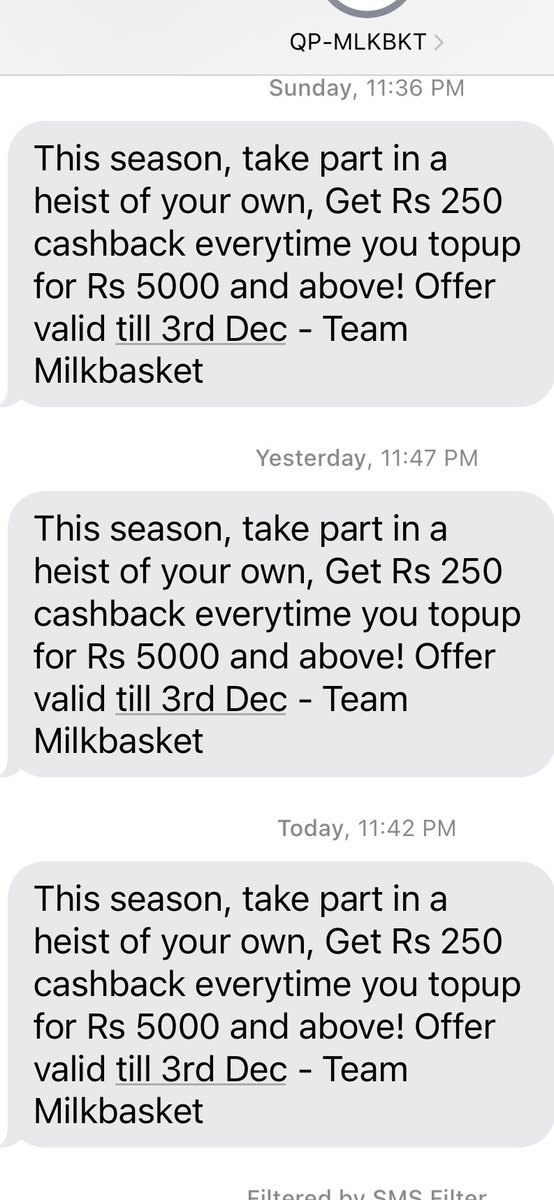 GunjanDewan2's tweet photo. @delhimilkbasket @HelloMilkbasket Please stop sending me promotional messages after 11:30 pm every night! I did not sign up for this. Please remove me from your messaging list! 🙏🏻
#milkbasket #irritatingpromotions #harassingcustomers https://t.co/Fi7Cxi9q6u